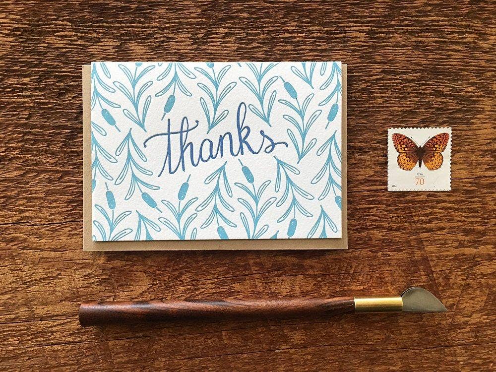 Cattail Thanks Card: Single Card