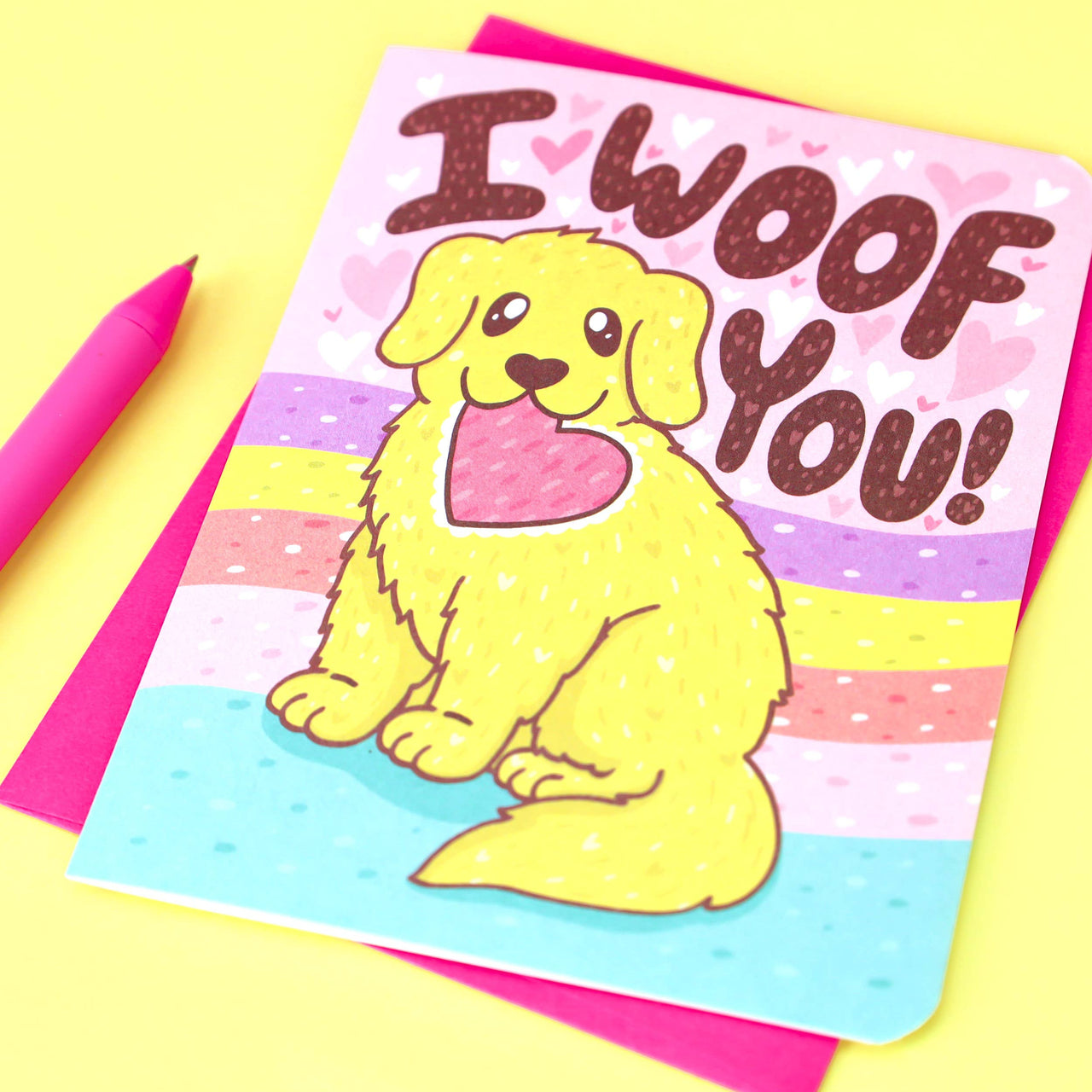 I Woof You Puppy Dog Cute Rainbow Valentine's Day Love Card