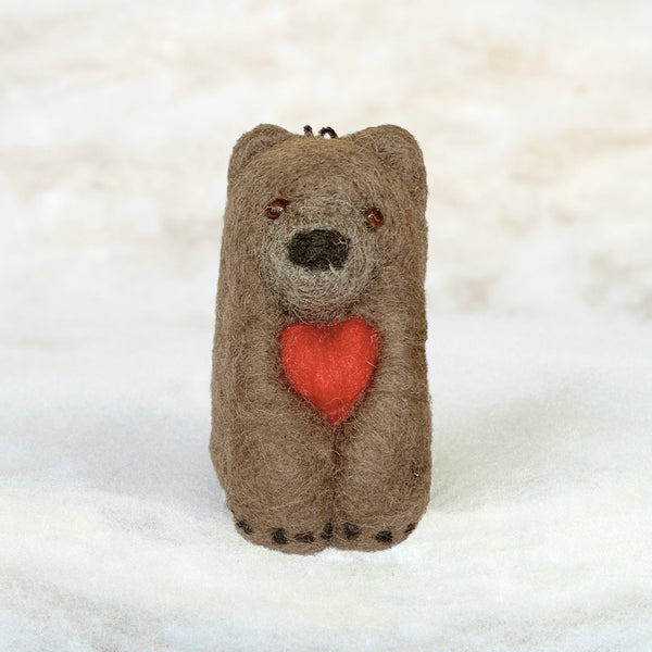 Grizzly Bear with Heart Ornament