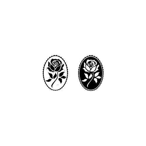 Floral Cameos Tattoo Pair