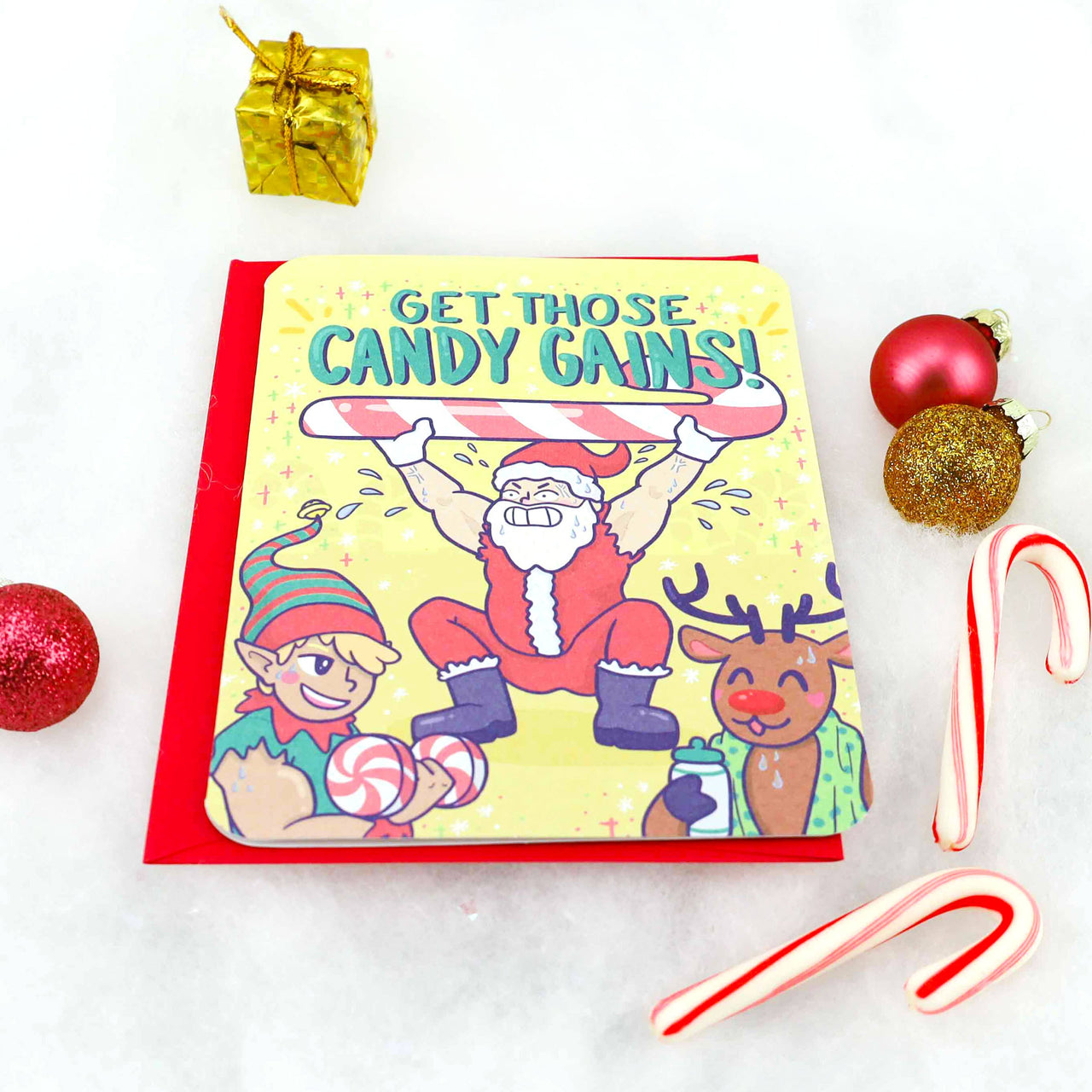 Get Those Candy Gains Santa Christmas Holiday Card