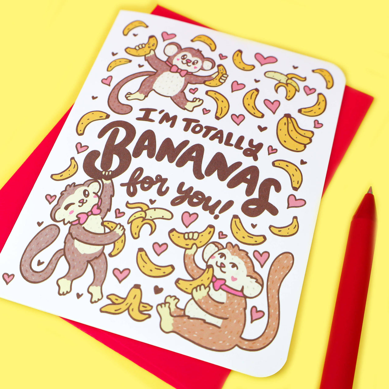 I'm Bananas For You Monkey Valentine's Day Love Card