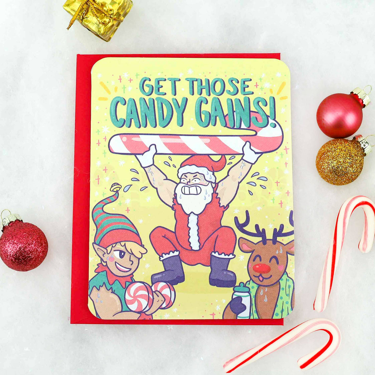 Get Those Candy Gains Santa Christmas Holiday Card