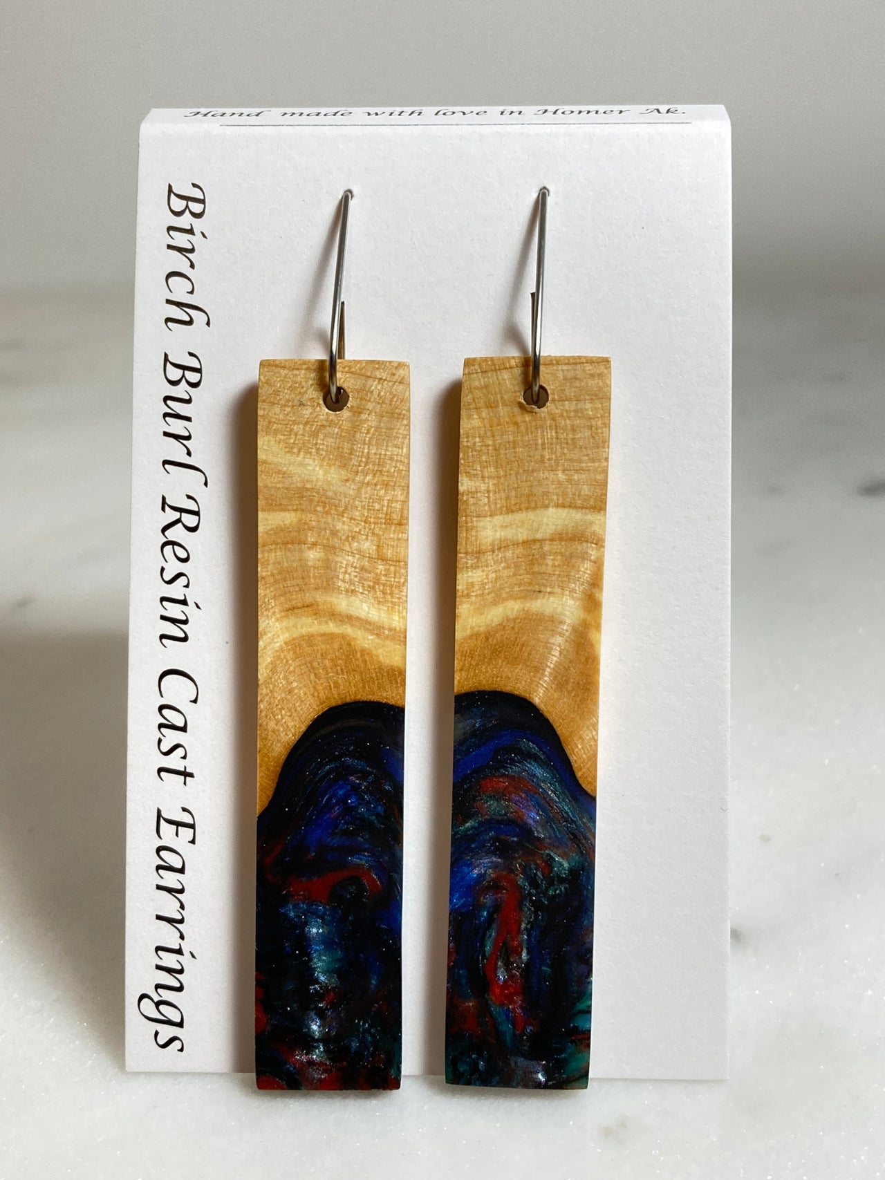 Birch Burl Resin Cast Earrings 17