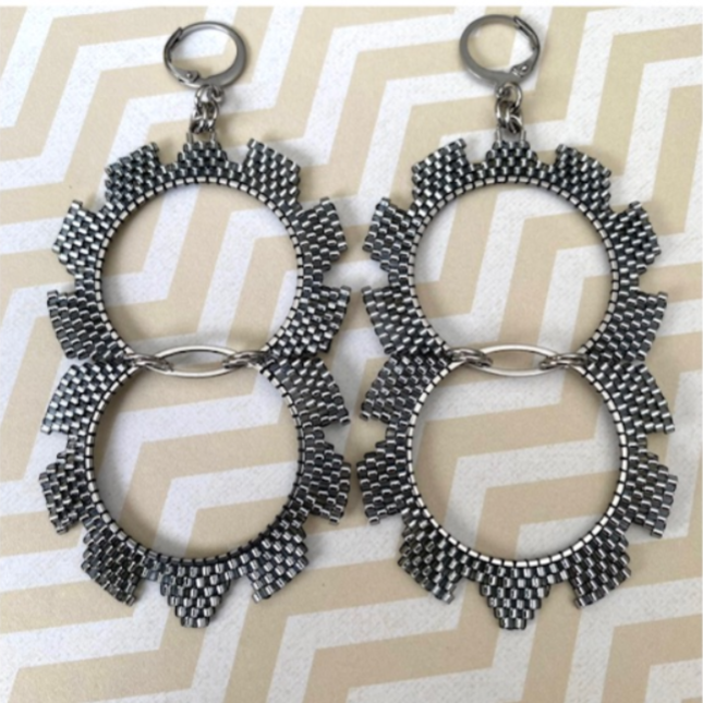 Even Ripsaw Earrings - Grey Silver (Set A)