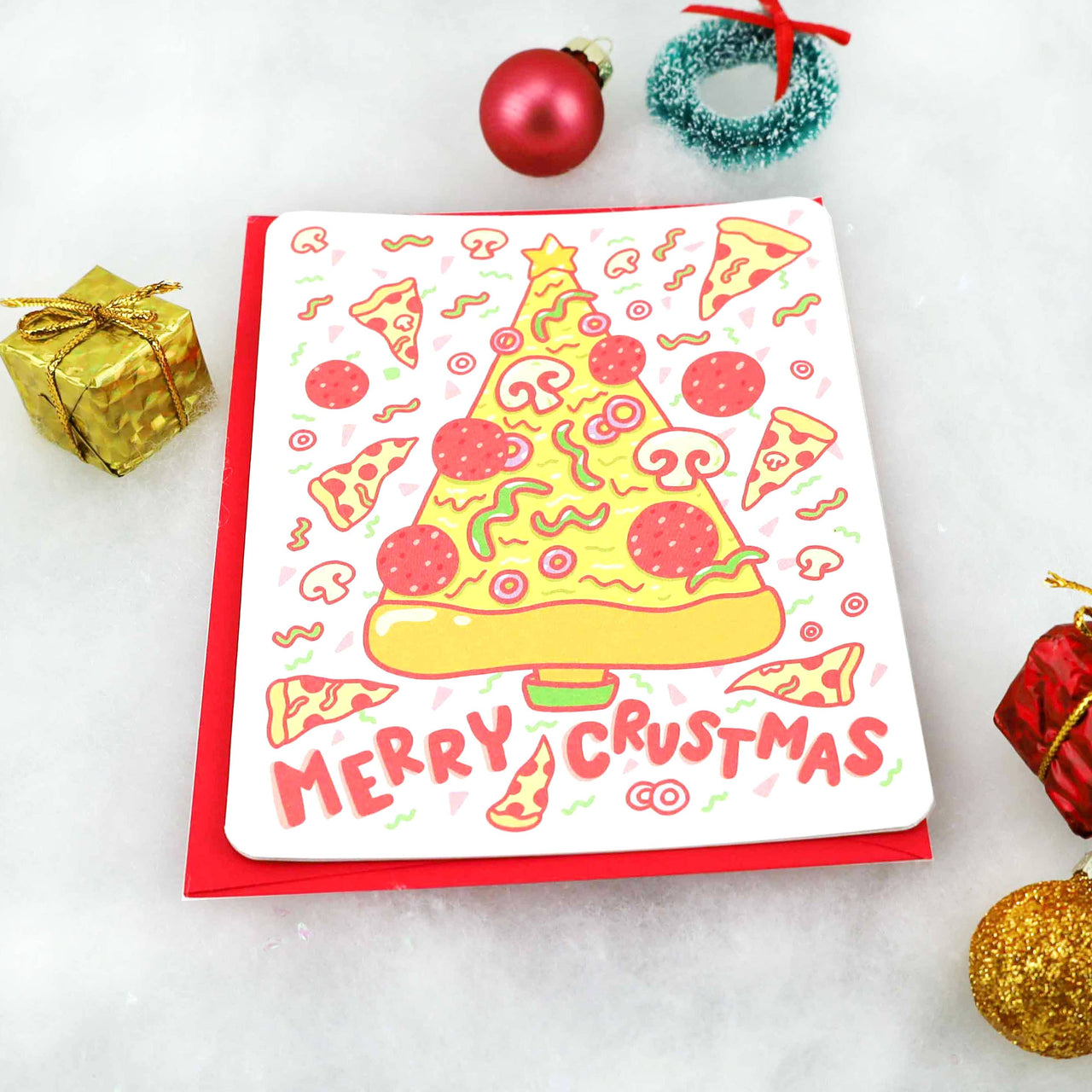 Merry Crustmas Pizza Christmas Card