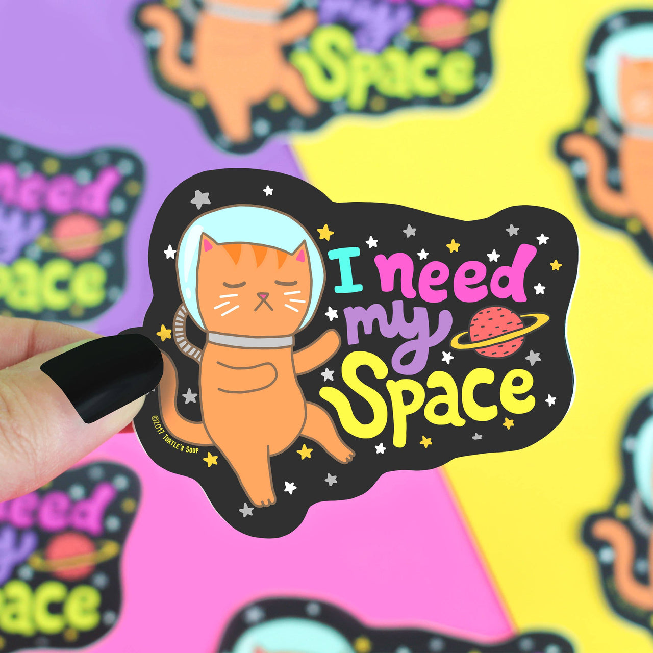 I Need My Space Galaxy Cat Holiday Gift Vinyl Sticker