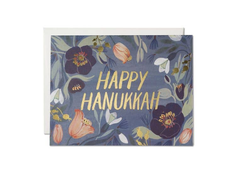 Hanukkah Flowers Hanukkah greeting card: Singles