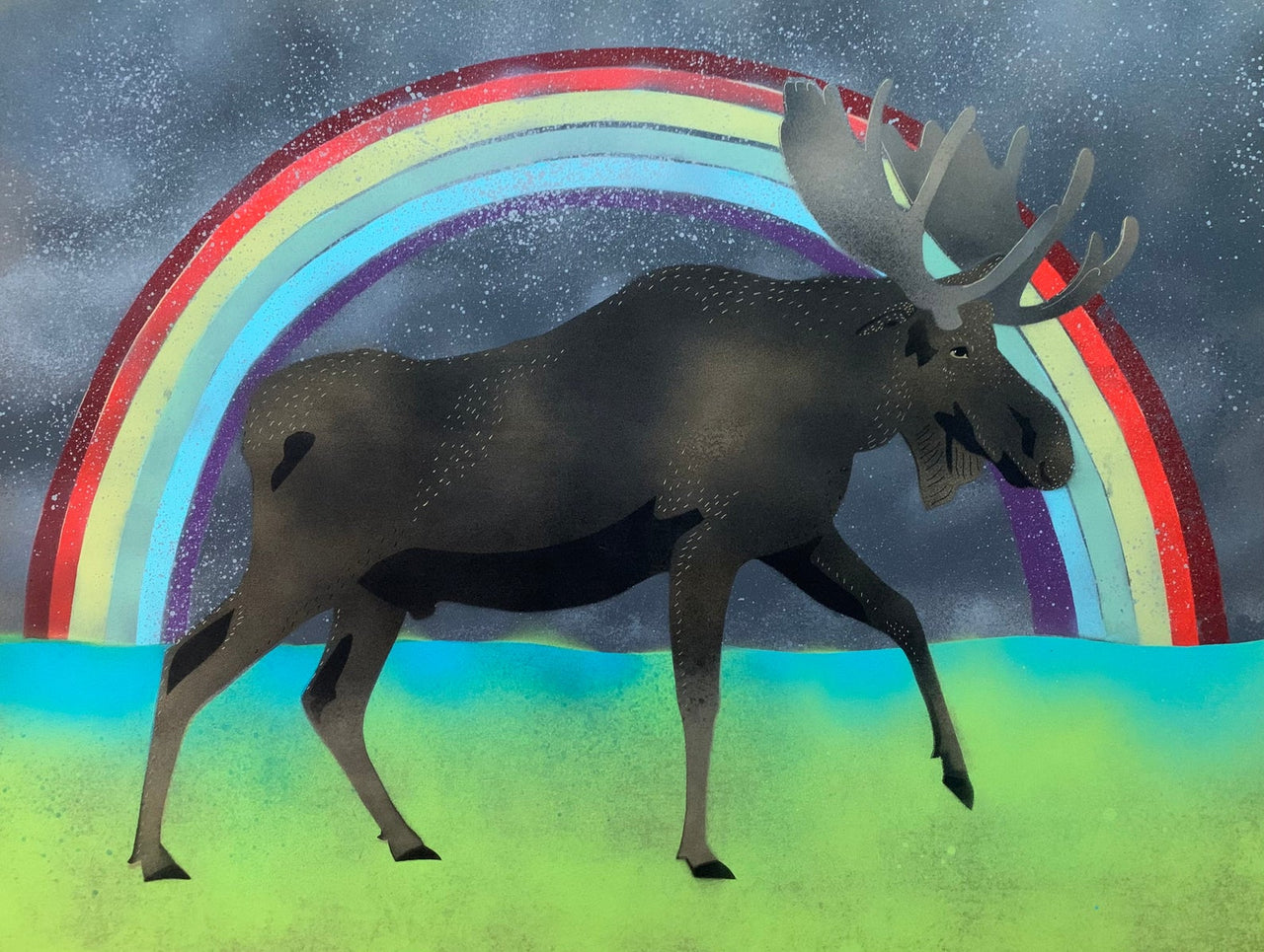 Rainbow Moose Print